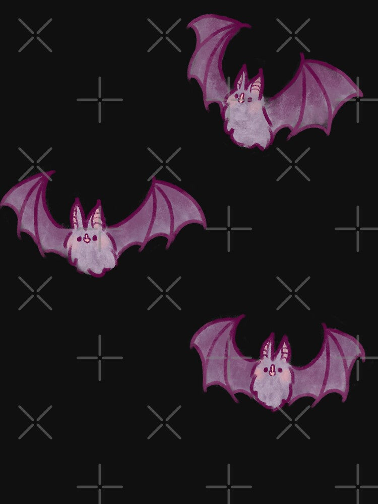 Purple Fluffy Woodland Bats & Mushrooms by EmiBeeBuzz