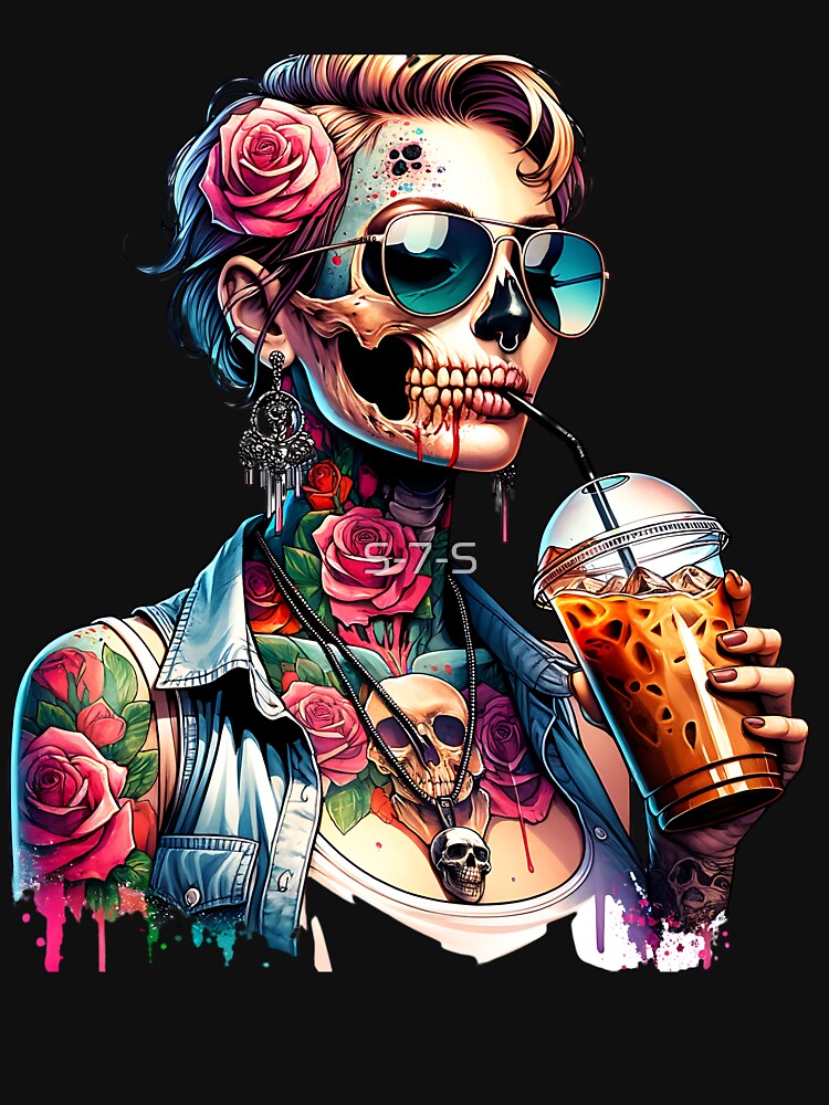 Skull Girl Iced Coffee Aesthetic by DARK_NOVA