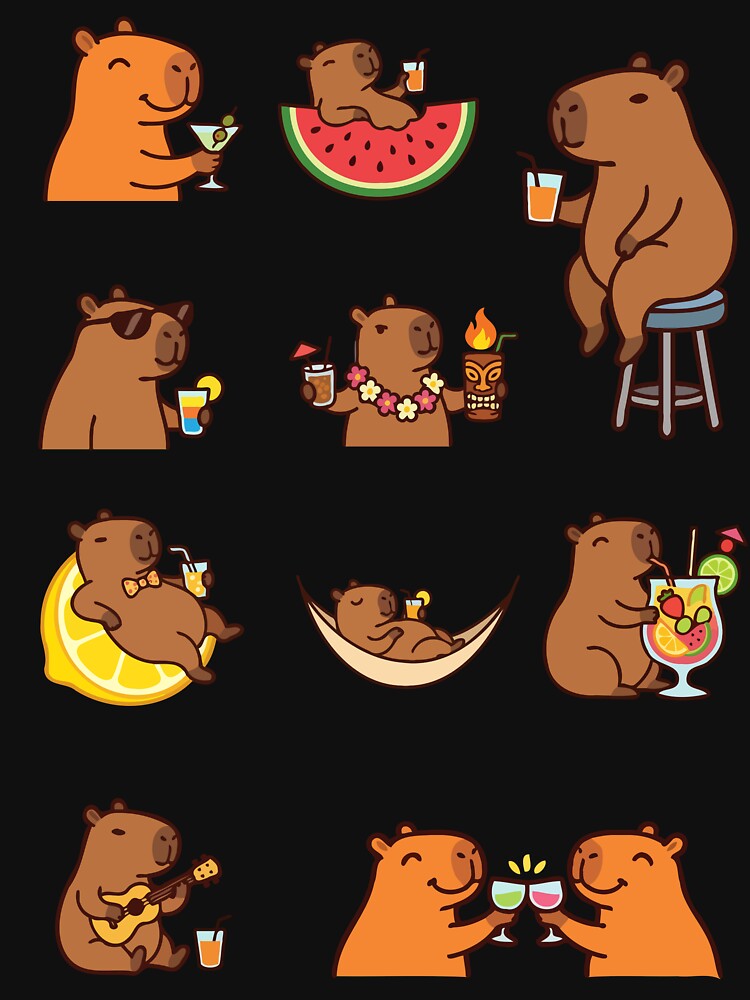 Capybara Mocktail Cocktail Sticker Sheet - Tee by RedStreamStudio