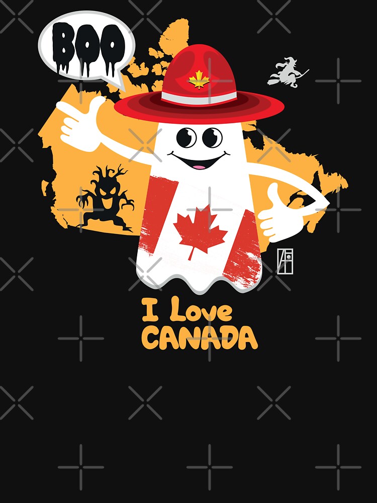 BOO GHOST with Canadian flag "I love Canada" by ArtProjectShop