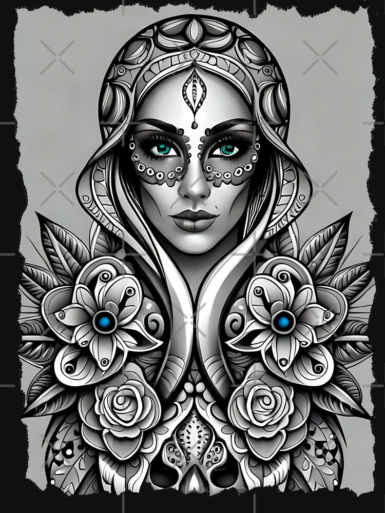 Sweet girl skull  style tattoo - T-Shirt by PrintyArts