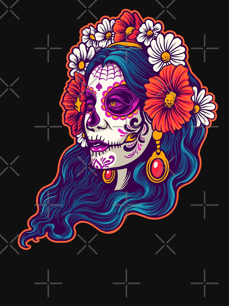 Dia De Los Muertos Festive Mexican Woman Skull by PBANDJCO