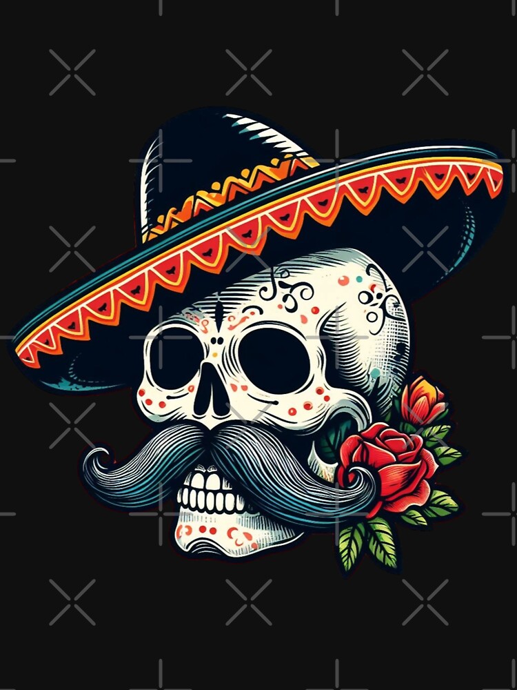 Big Mustache Sugar Skull with a Sombrero Dia de los Muertos by Ikon-Luminis