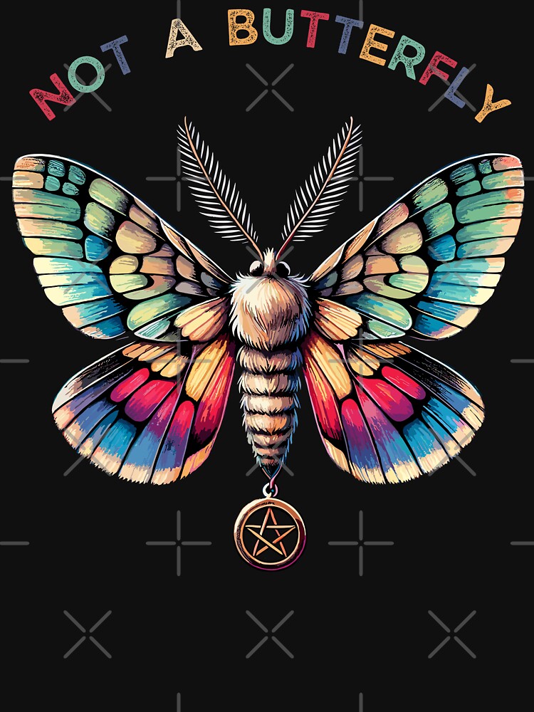 Moth With A Pentacle Necklace Not A Butterfly Retro Gothic Styled by CosyTeal