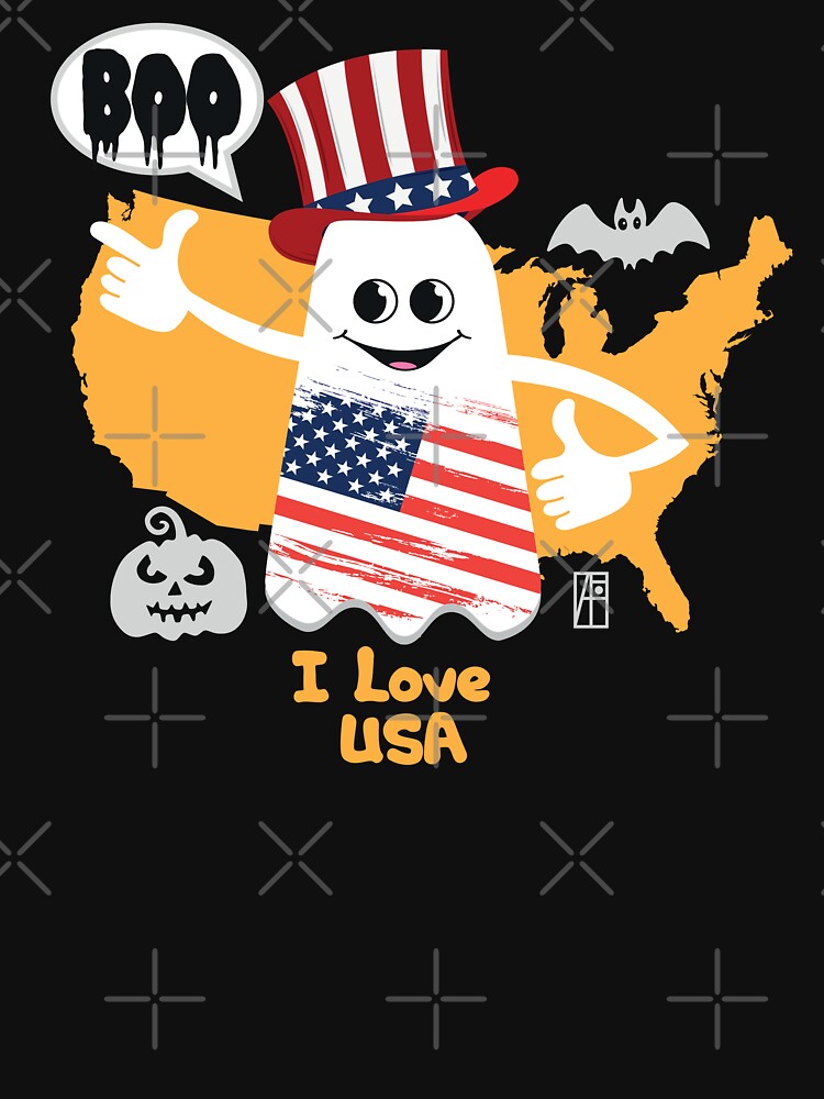 BOO GHOST with American flag "I love USA" by ArtProjectShop