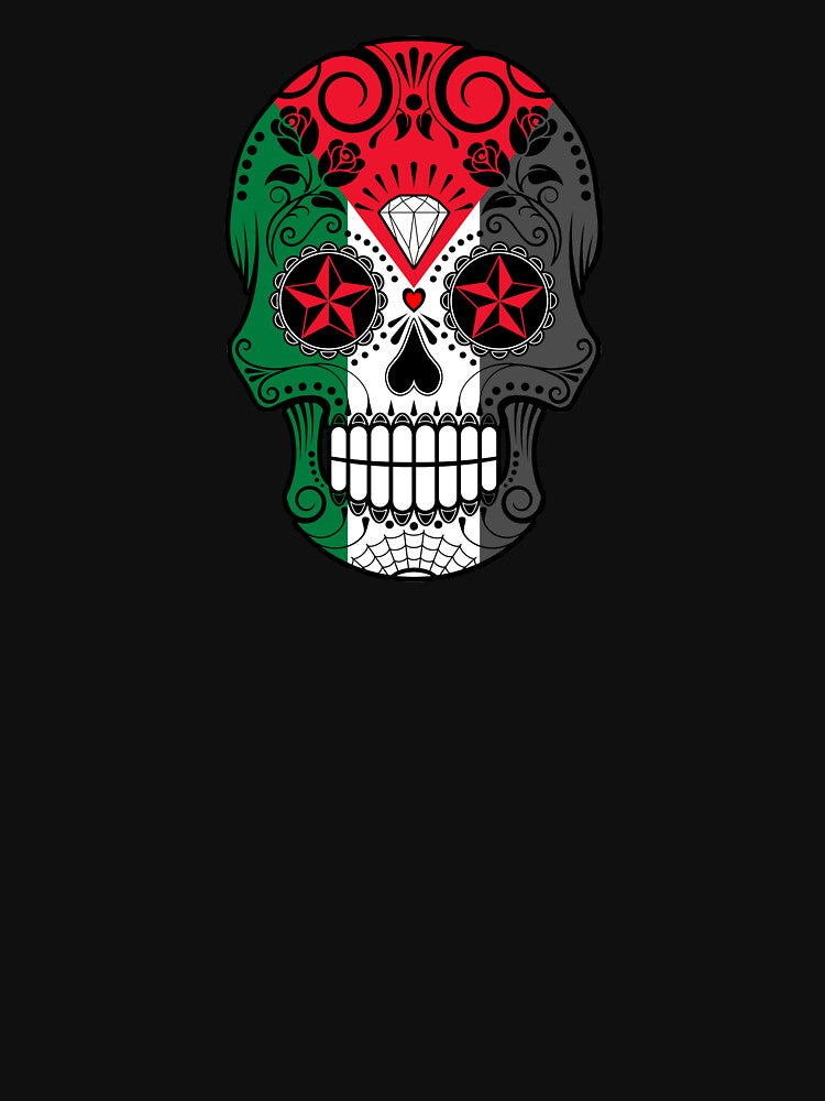 Sugar Skull with Roses and Flag of Palestine by JeffBartels