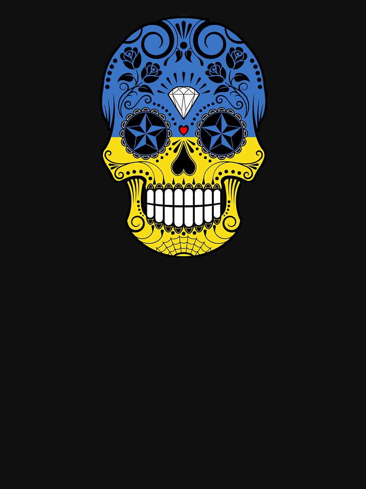 Sugar Skull with Roses and Flag of Ukraine by JeffBartels