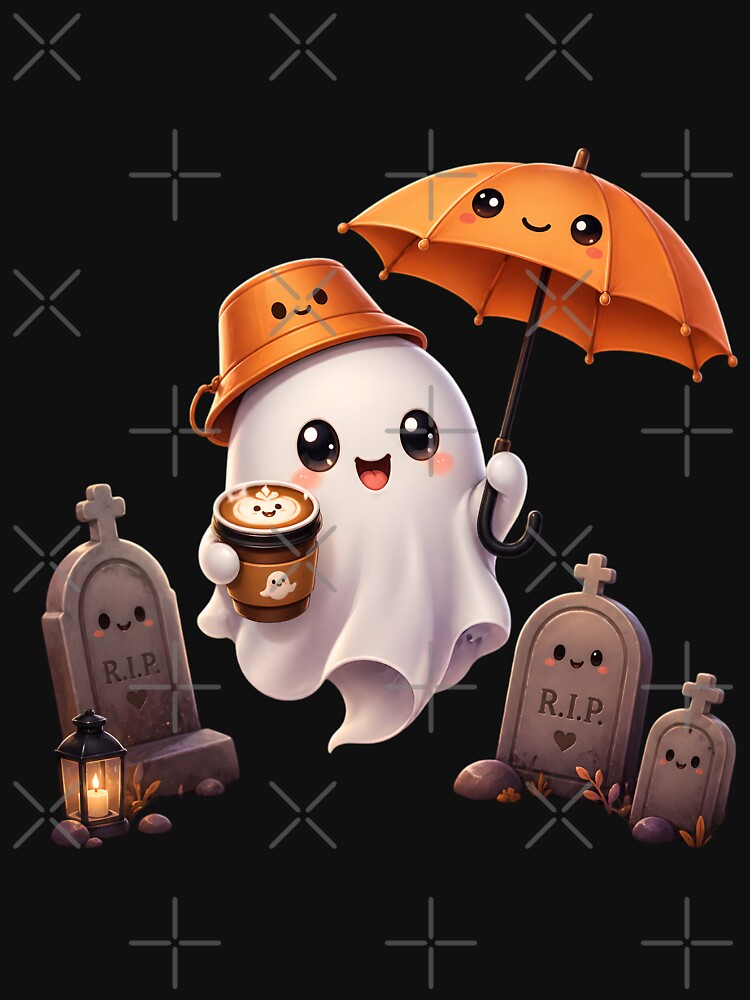 Cute Ghost Coffee Night Illustration by Pure Craft