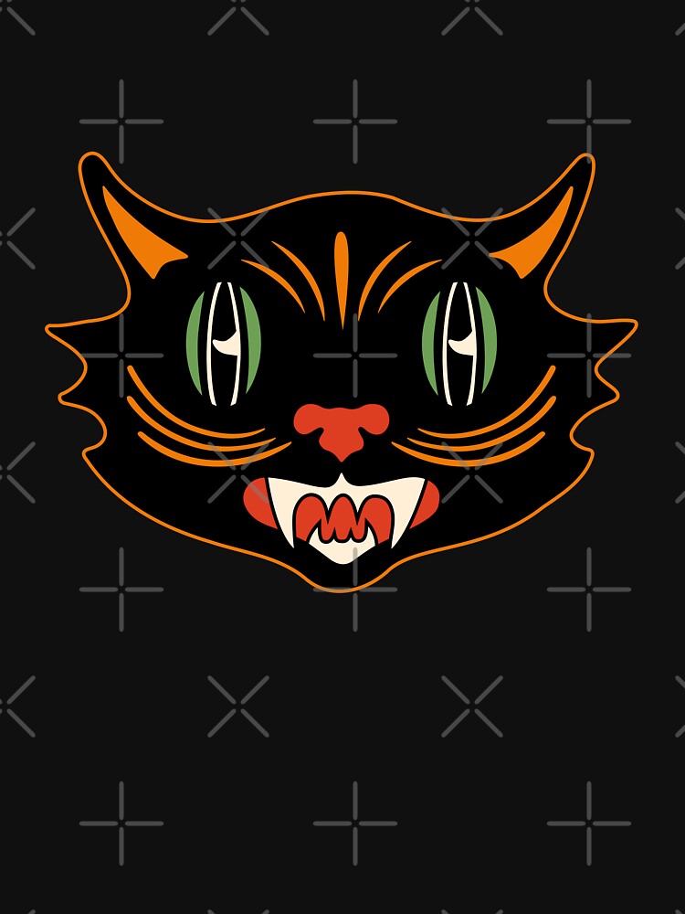 Vintage Halloween Black Cat - Retro Scaredy Kitty by Carrie Cantwell Art