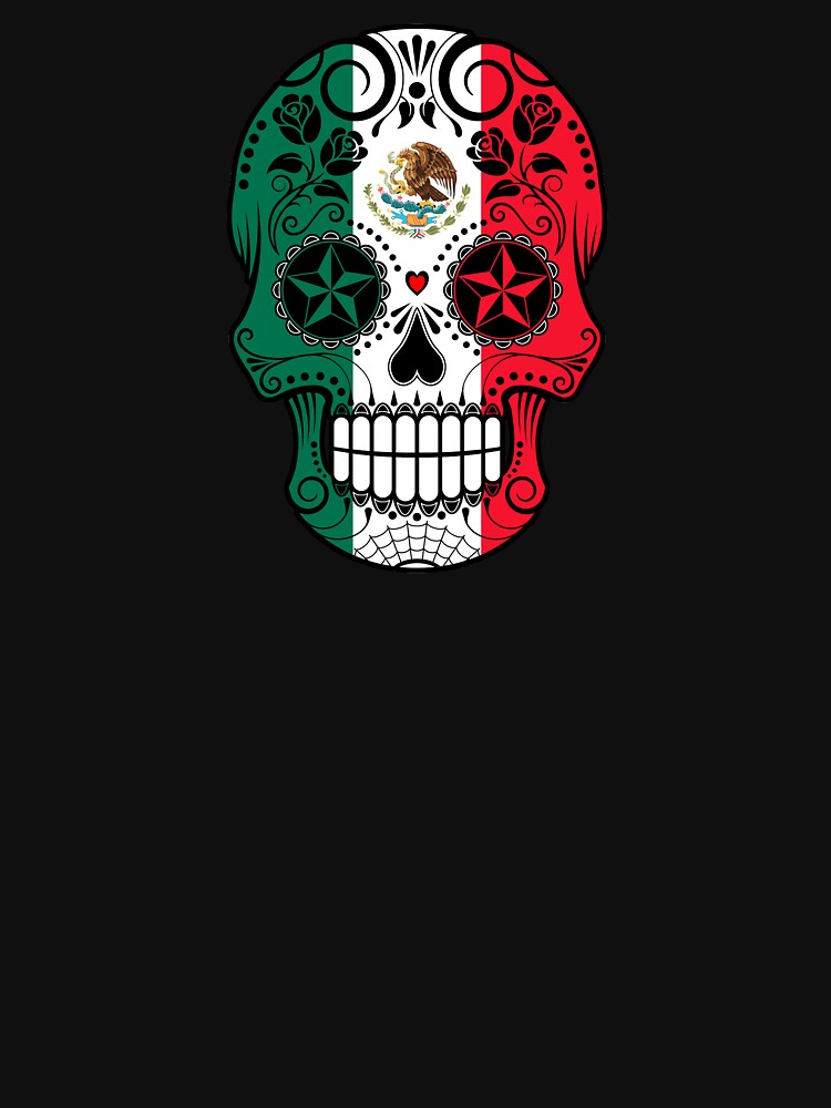Sugar Skull with Roses and Flag of Mexico by JeffBartels