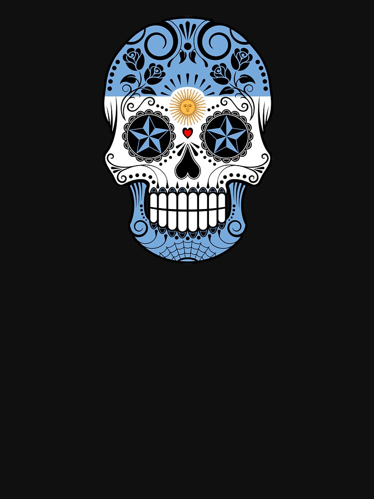 Sugar Skull with Roses and Flag of Argentina by JeffBartels