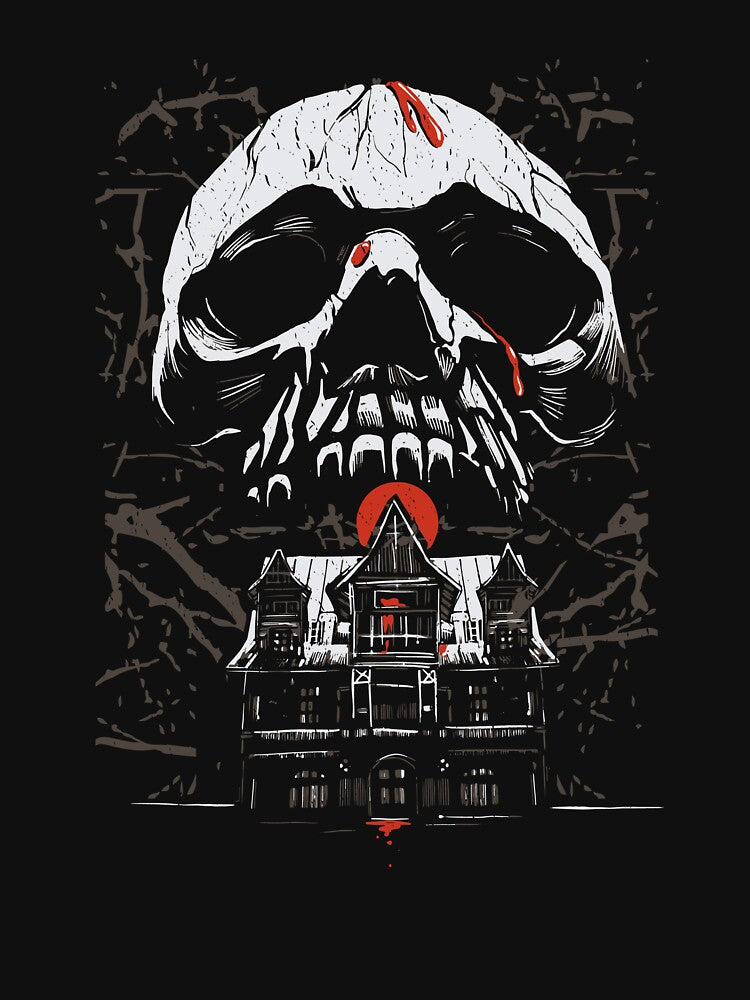 Skull Over Haunted House - Spooky Scene by TurtleDojo