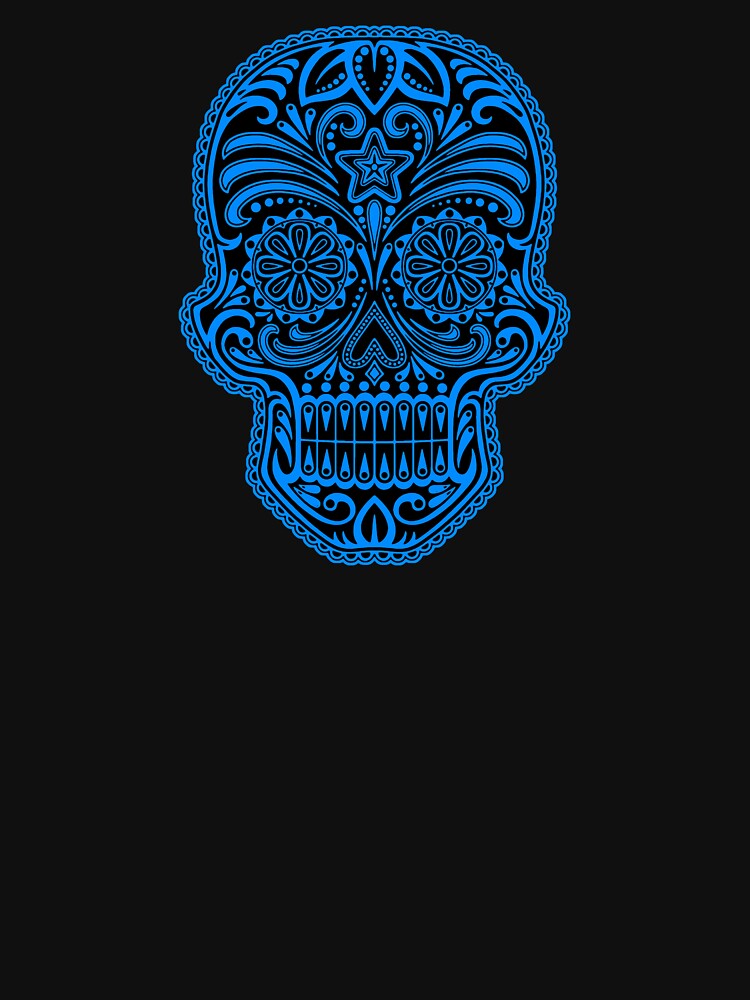 Intricate Blue and Black Sugar Skull by JeffBartels
