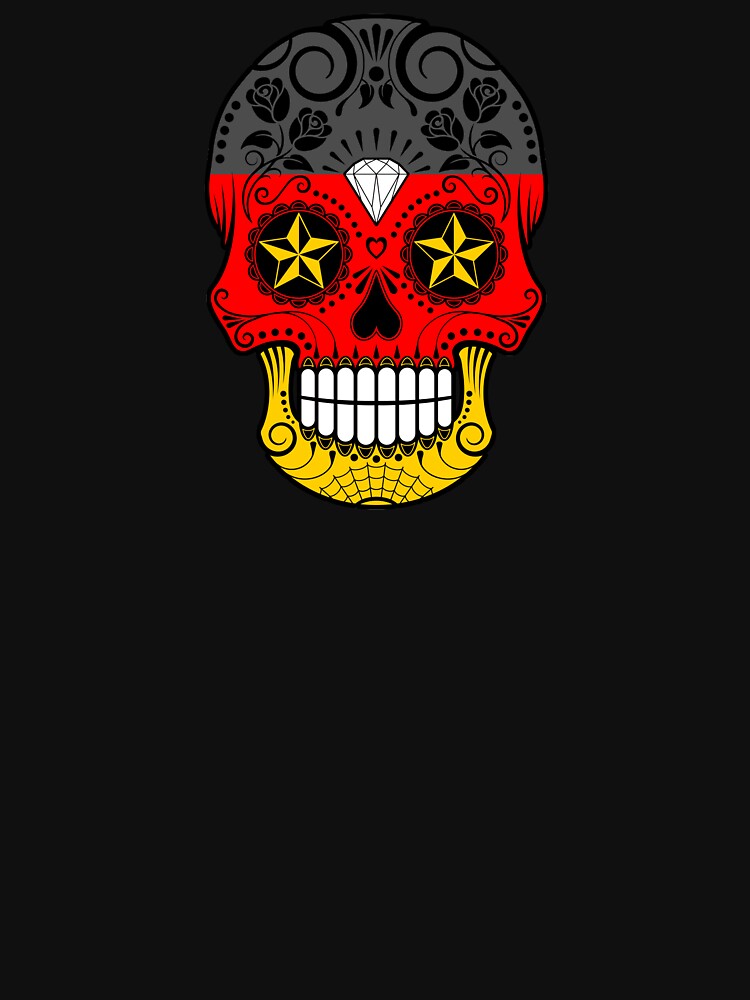 Sugar Skull with Roses and Flag of Germany by JeffBartels