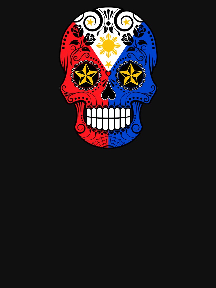 Sugar Skull with Roses and Flag of The Philippines by JeffBartels