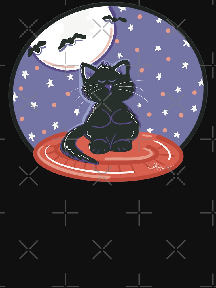 Halloween Meditating Black Cat by Angela Balazs