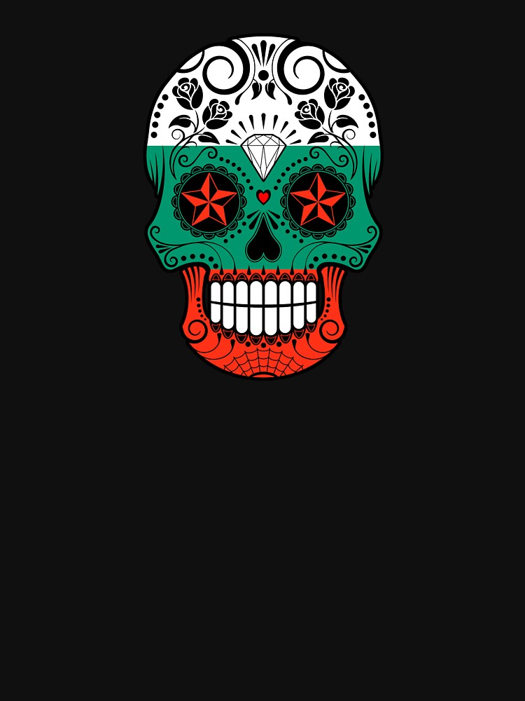 Sugar Skull with Roses and Flag of Bulgaria by JeffBartels