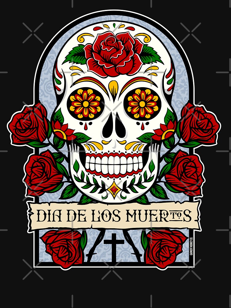 Dia De Los Muertos Scull & Roses Art by GarmentMonkeyCo