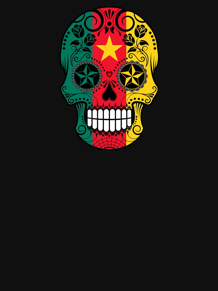 Sugar Skull with Roses and Flag of Cameroon by JeffBartels