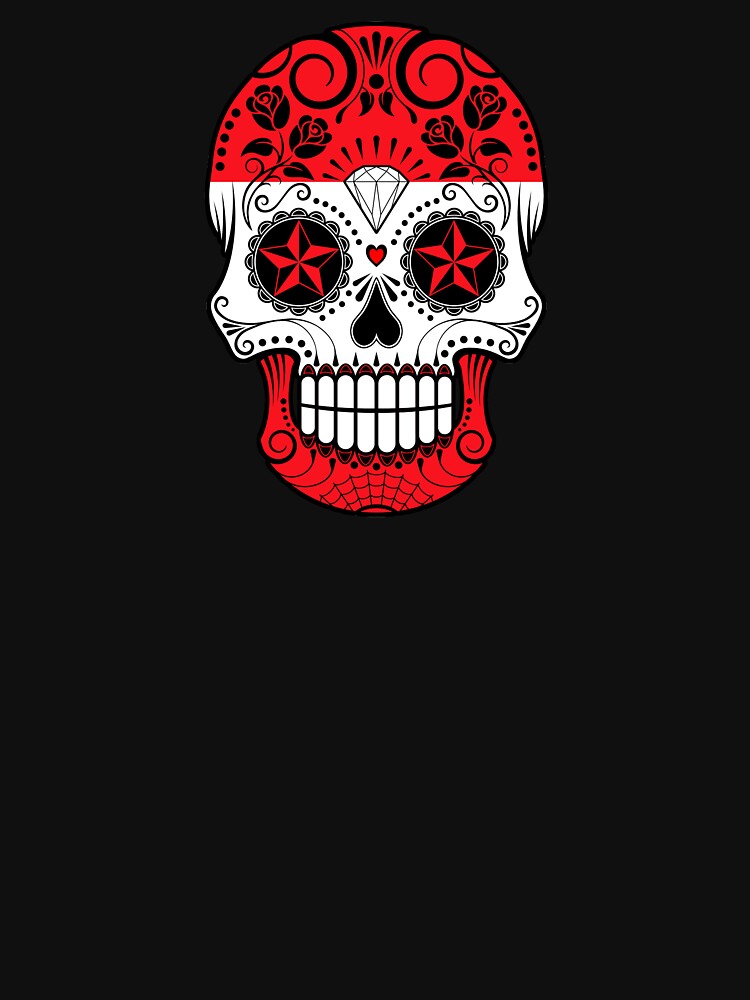 Sugar Skull with Roses and Flag of Austria by JeffBartels