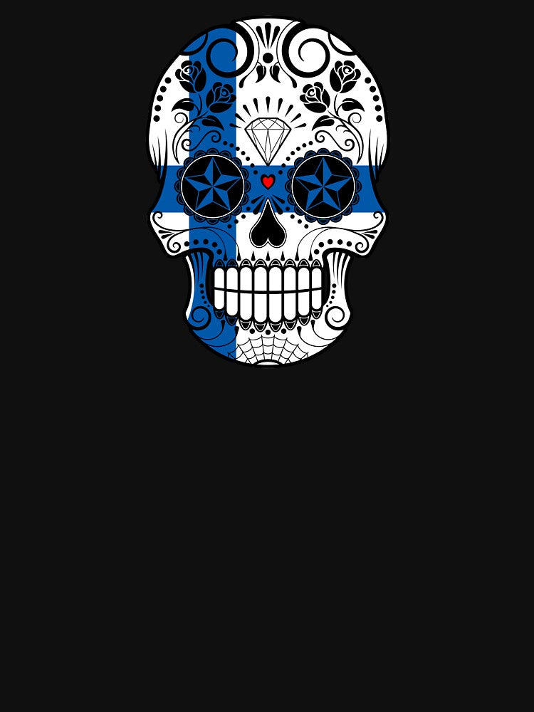 Sugar Skull with Roses and Flag of Finland by JeffBartels
