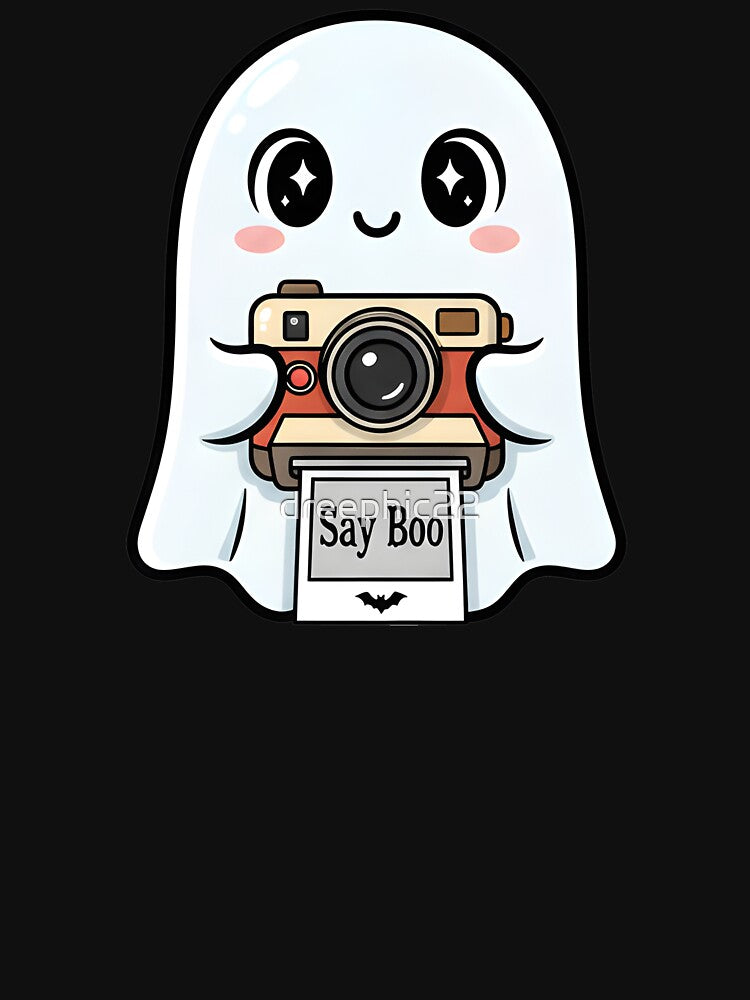 Kawaii Ghost with Camera "Say Boo" by dreephic22