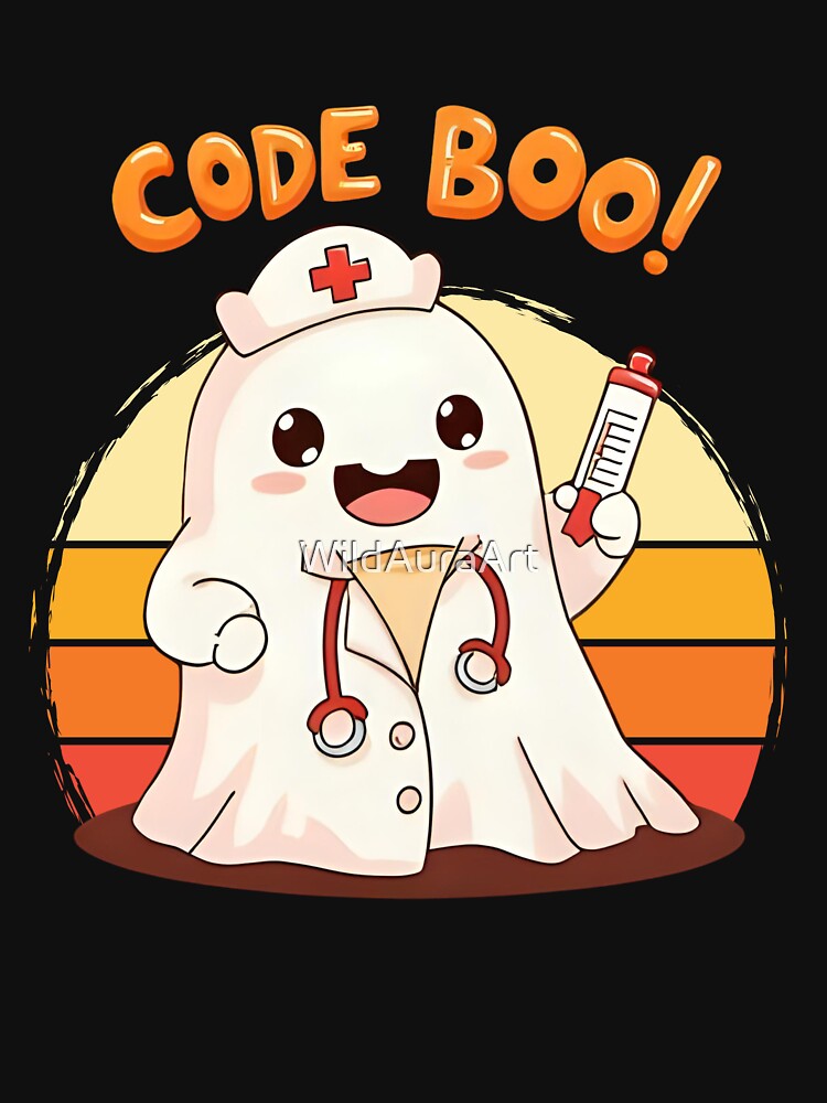 Code Boo Ghost Nurse Funny Matching Halloween Costume by WildAuraArt
