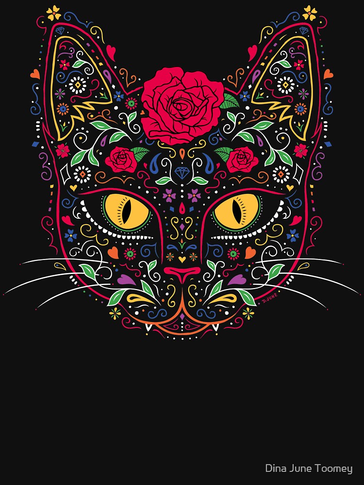 Day of the Dead Kitty Cat Sugar Skull by Dina June
