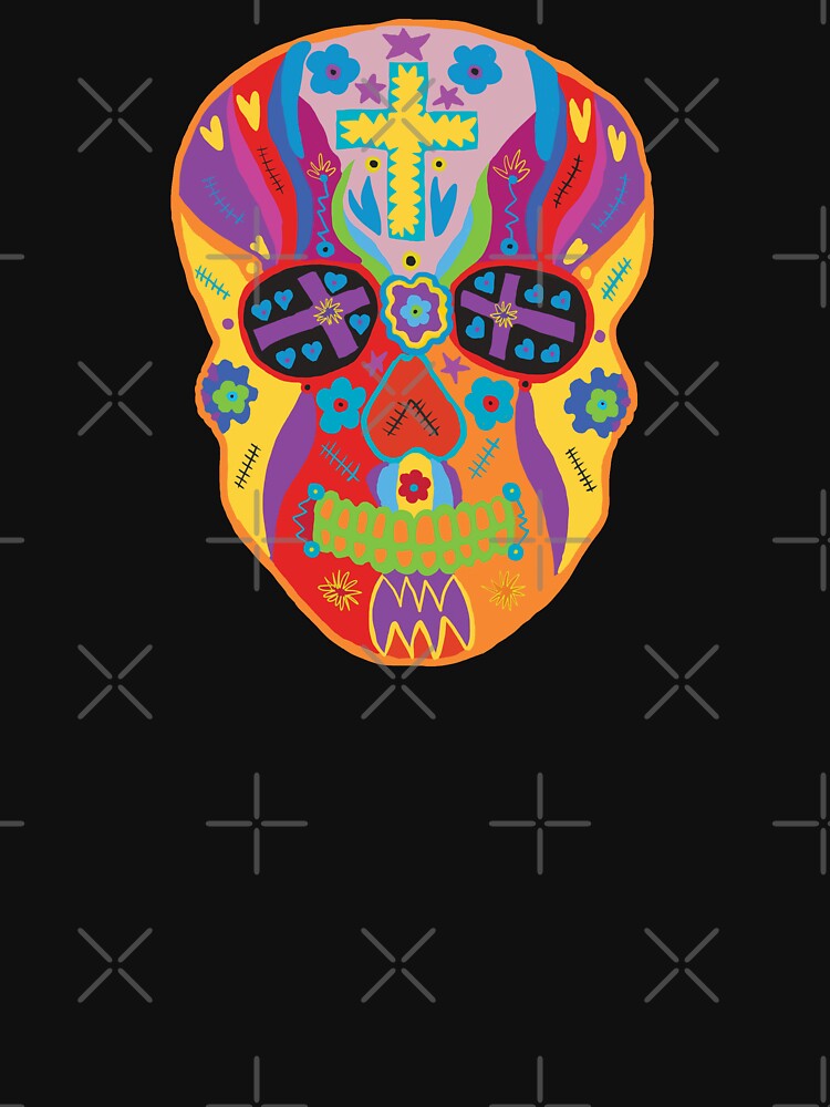 Colorful Sugar Skull Dia de los Muertos by Rosemarie Guieb Designs