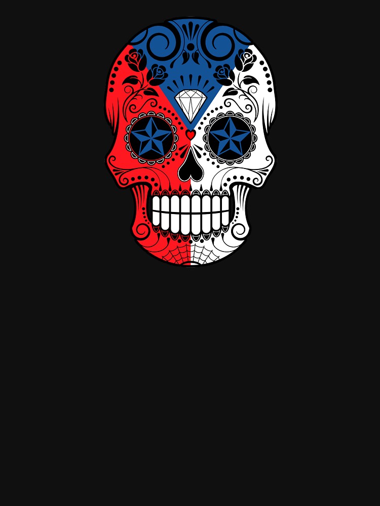 Sugar Skull with Roses and Flag of Czech Republic by JeffBartels