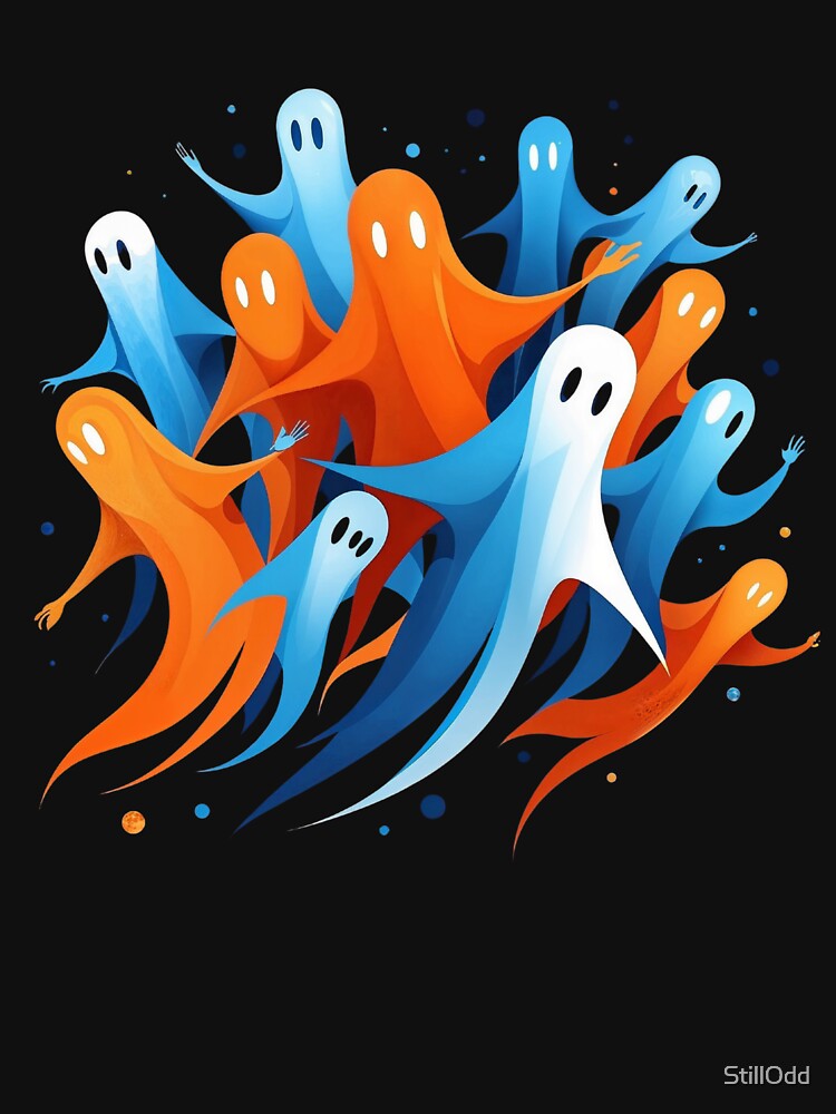 Colorful Abstract Ghost Squad, Modern Halloween Pattern by StillOdd