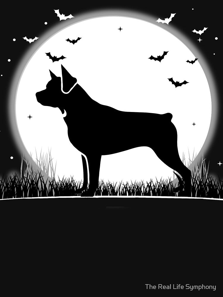 Rottweiler Dog – Halloween Moon Silhouette by The Real Life Symphony