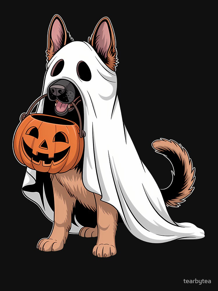 Ghost Halloween Pumpkin Cute Dog Lovers Fall by tearbytea