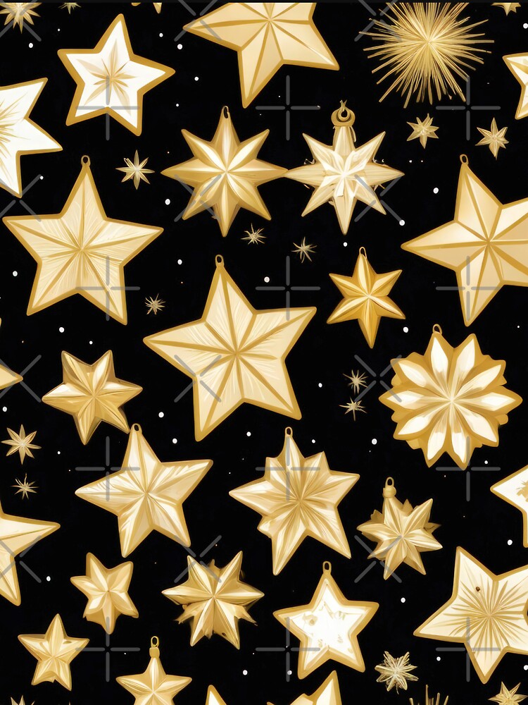 Christmas Pattern Gold Stars on a black background retro ,Vintage Christmas Pattern,christmas retro,retro vintage christmas,vintage art by Expressions-Sel