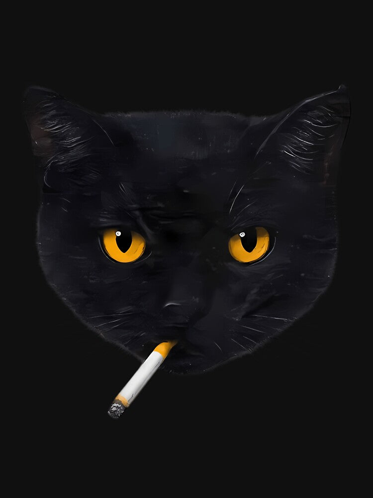 Smoking Cat Vintage Black Cat Retro 90S Meme by KyleBradtke