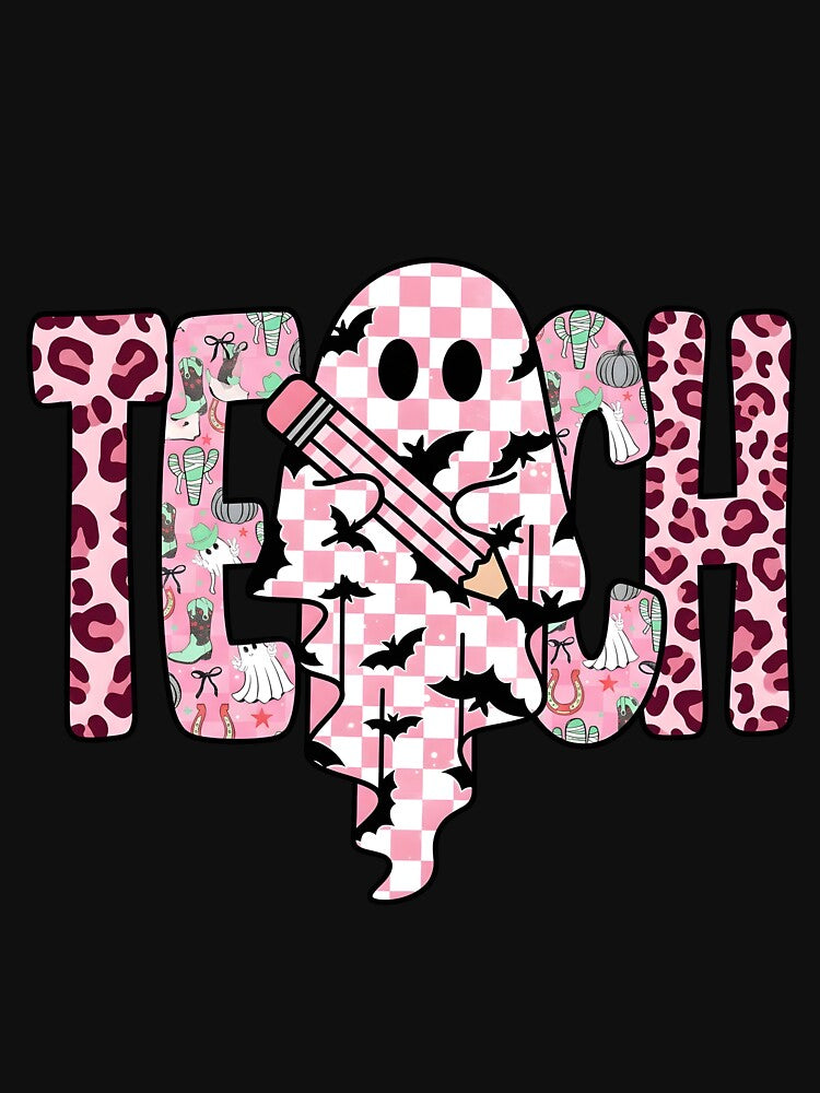 Halloween Ghost Teacher Cute Retro Pink by KroghDs