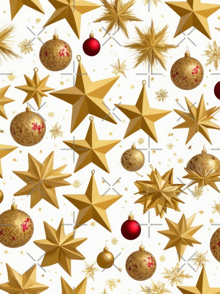 Christmas Pattern Golden stars on a white background retro,Vintage Christmas Pattern,christmas retro,retro vintage christmas,vintage art by Expressions-Sel