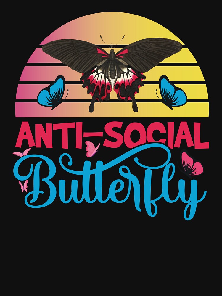 Antisocial Butterfly - Funny Retro Vintage Introvert by Theparticular