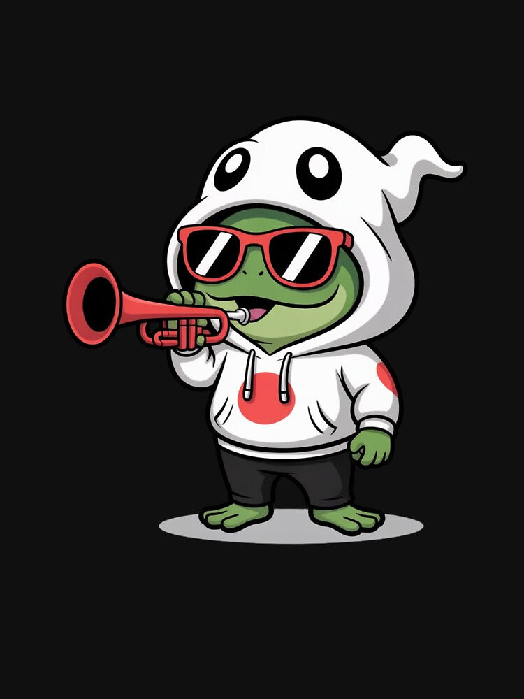 Cute Chibi Frog Halloween – Ghost Hoodie Hip-Hop Music Cartoon by ColorSplash123