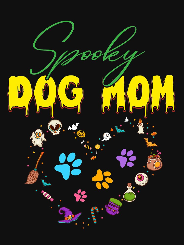 Spooky Dog Mom Halloween T-Shirt, Fall T-Shirts, Pumpkin Shirt, Halloween Dog Mom Shirts, Pumpkin Shirts, Halloween Paw Print, Dog Mama Tee by UrbanJupiter1