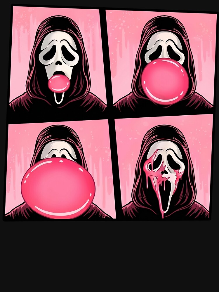 Ghostface Bubble Gum Pop Art Horror Parody Pink Halloween Ghost by thefirstbroo