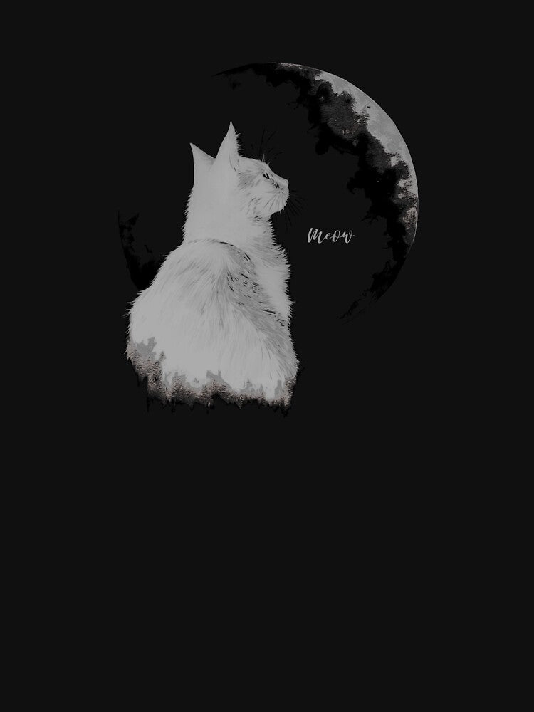 Grey Cat Looking At The Moon by jenmountainen