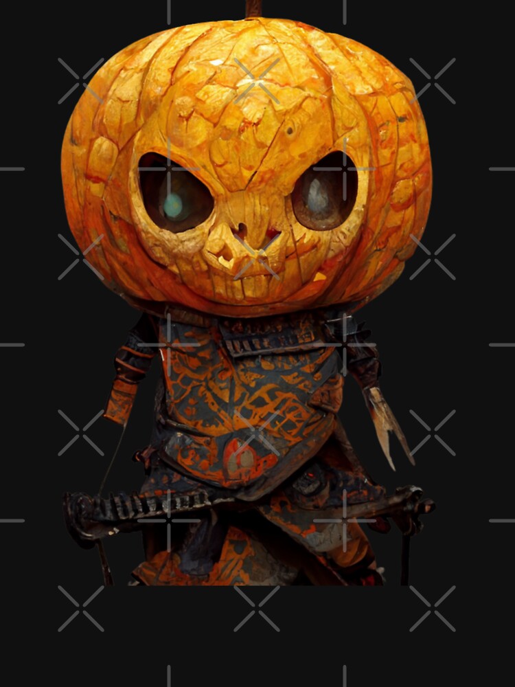 funny Pumpkin Warrior Holding scary and horror -Halloween Pumpkin by hassendz