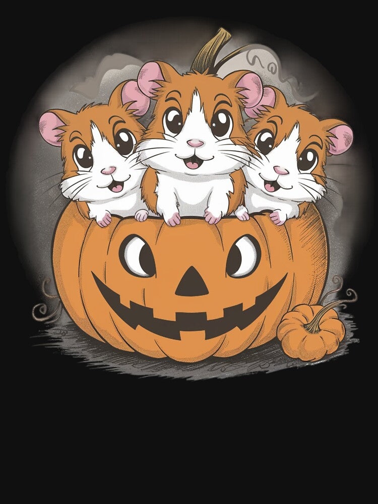 3 little cute hamsters with Halloween pumpkin by Krystian9809