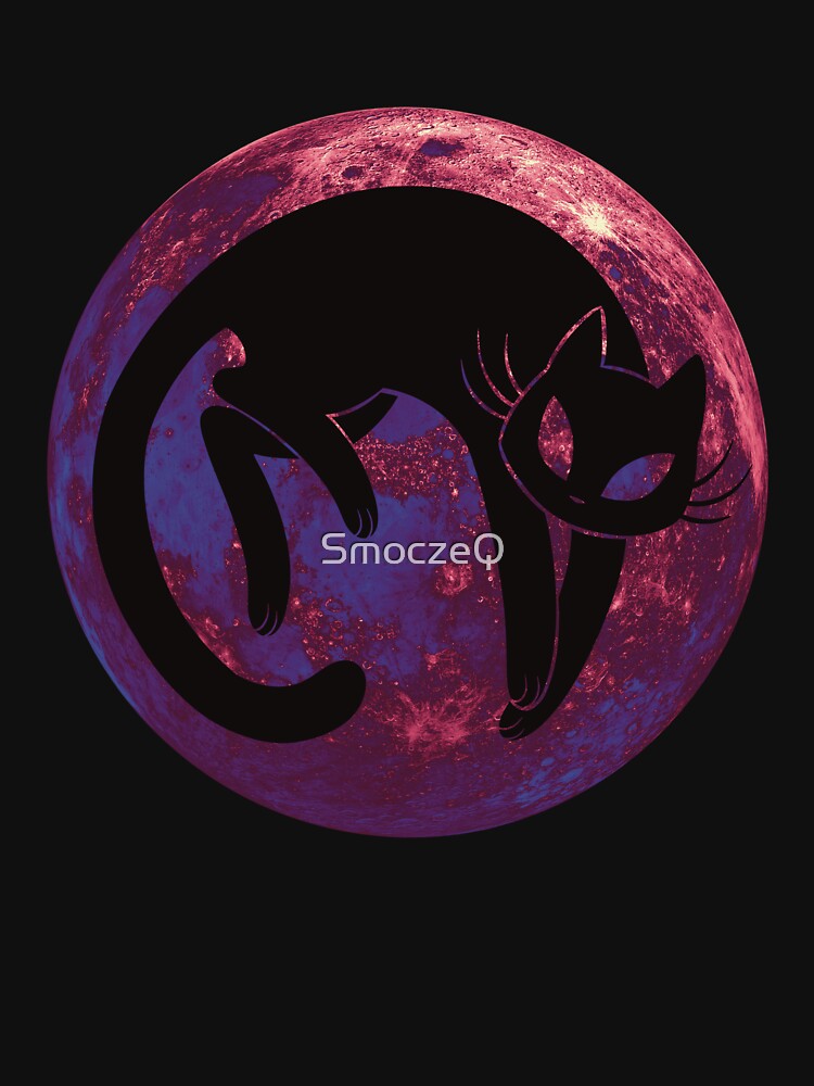 Cat  And Moon (maroon/purplish blue/orange) by SmoczeQ