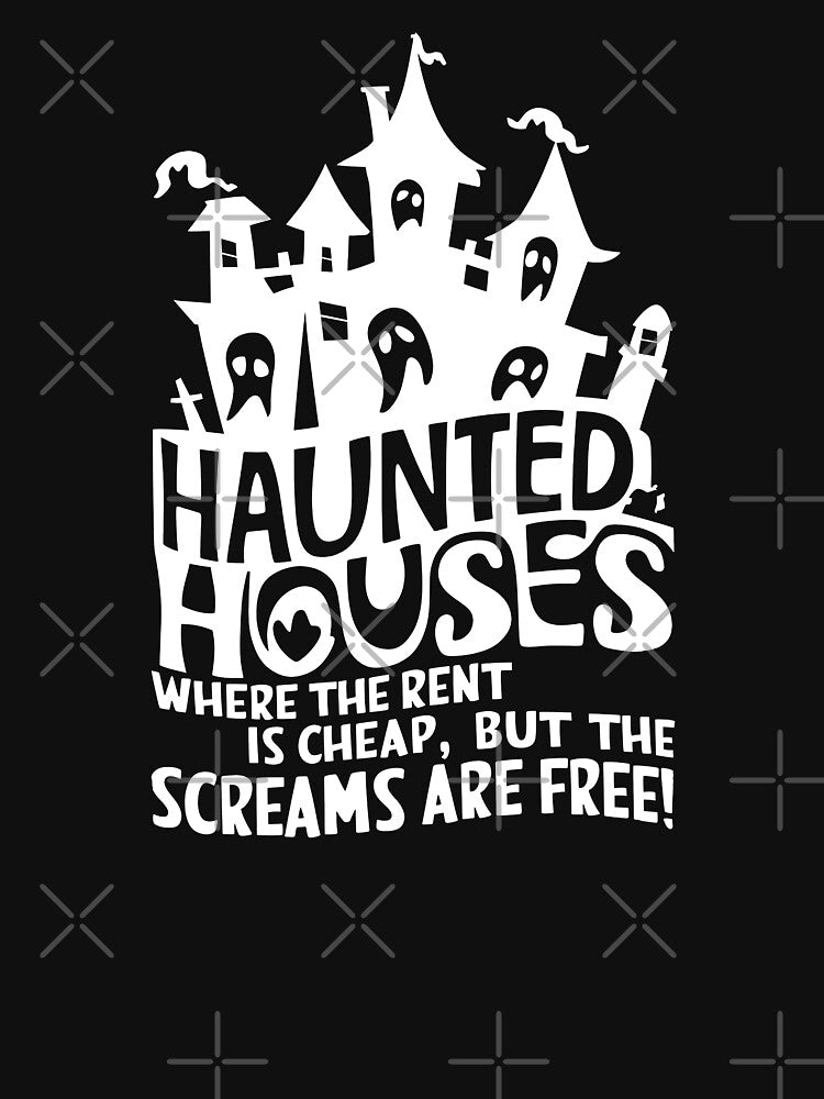 '' Haunted Houses '' Vintage Ghosts Funny Cute Scary T-Shirt by Witty Shirts