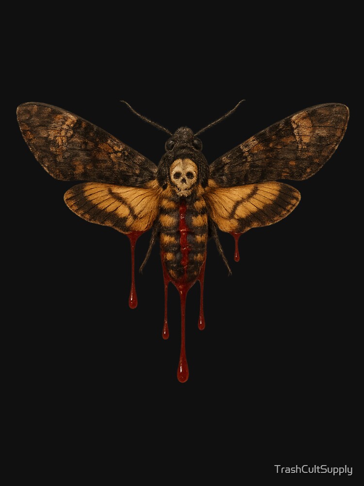 Death Moth – Realistic Dripping Blood Insect Art by TrashCultSupply