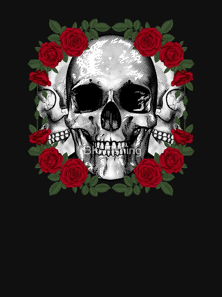 Triple Skull With Roses Art Design Draw Street Art by BK-Fishing