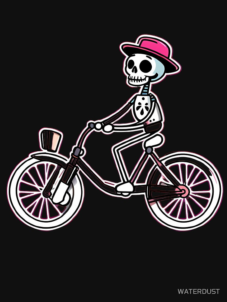Funny skeleton on a bicycle by WATERDUST