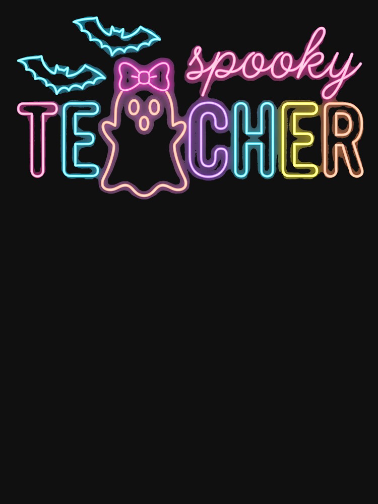 Spooky Teacher Neon Retro Ghost by MizoX7